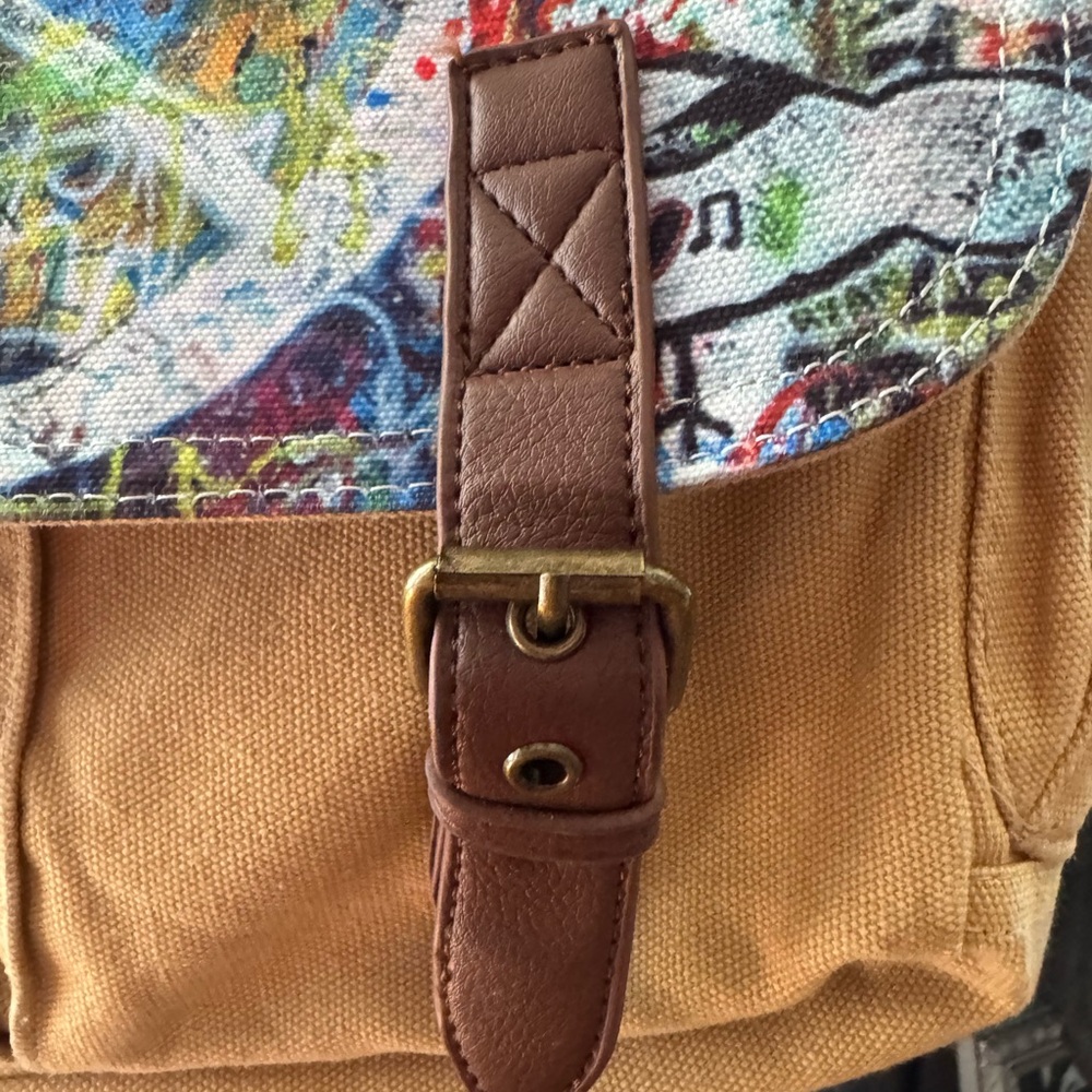 Madden Girl Colorful Graffiti Print Messenger Bag. - Picture 3 of 14